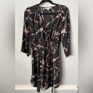 Daniel Rainn Black Floral Wrap Dress